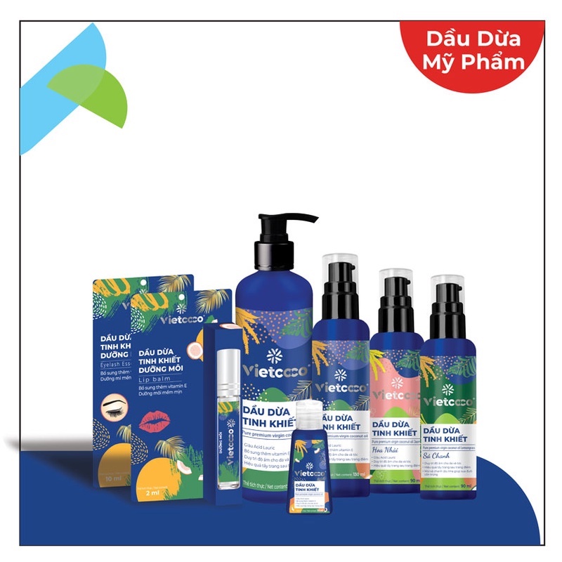 Mỹ Phẩm dầu dừa tinh khiết Vietcoco Vitamin E nguyên chất ép lạnh dưỡng tóc, dưỡng mi.....