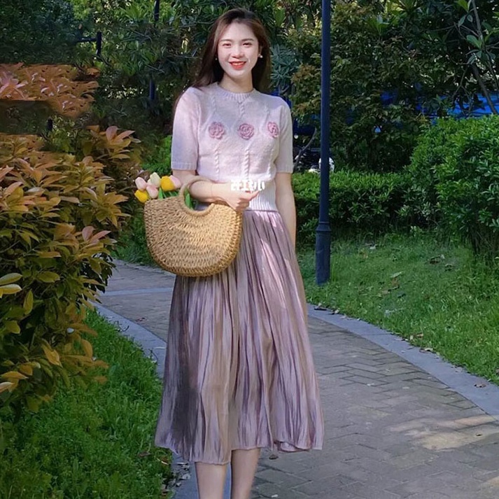 Đầm Tím Nhạt Cao Cấp Phong Cách Hoàng Gia Pháp Thời Trang Mùa Hè Cho Nữ FF