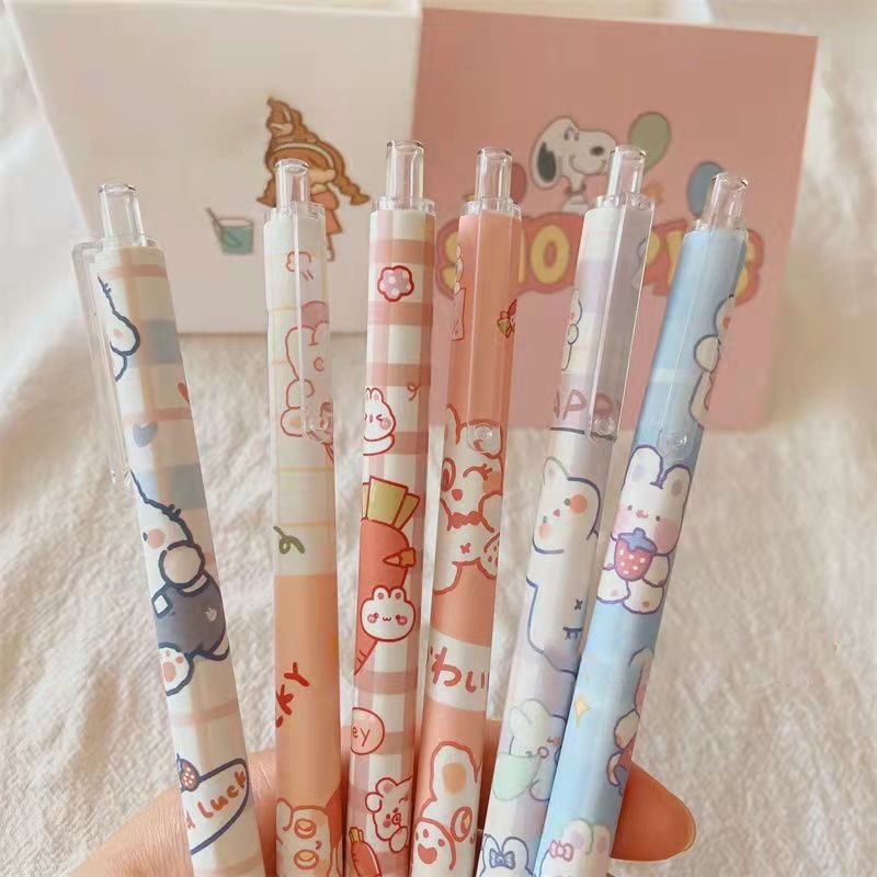 Bút Bi Mực Gel Ngòi Bấm 0.5mm Cute Hình Thỏ Hồng Dễ Thương Học Sinh - Color House