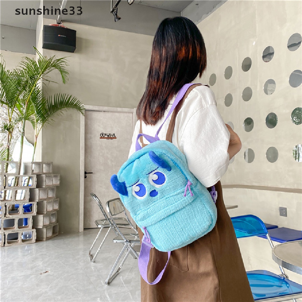 Ba Lô Đeo Vai Hình Quái Vật Ba Mắt Nhồi Bông Thiết Kế Sáng Tạo Dễ Thương