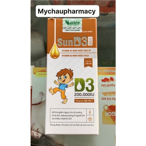 Sun D3 - vitamin D3- K2 dùng được cho trẻ sơ sinh và trẻ nhỏ,