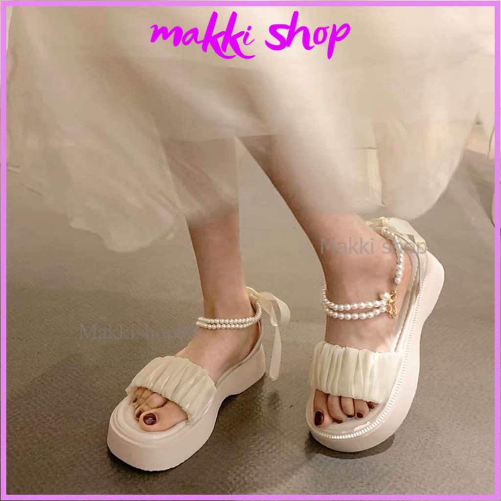 Sandal nữ quai nhún béo, sandal đi học siêu xinh mới MAKKI SHOP