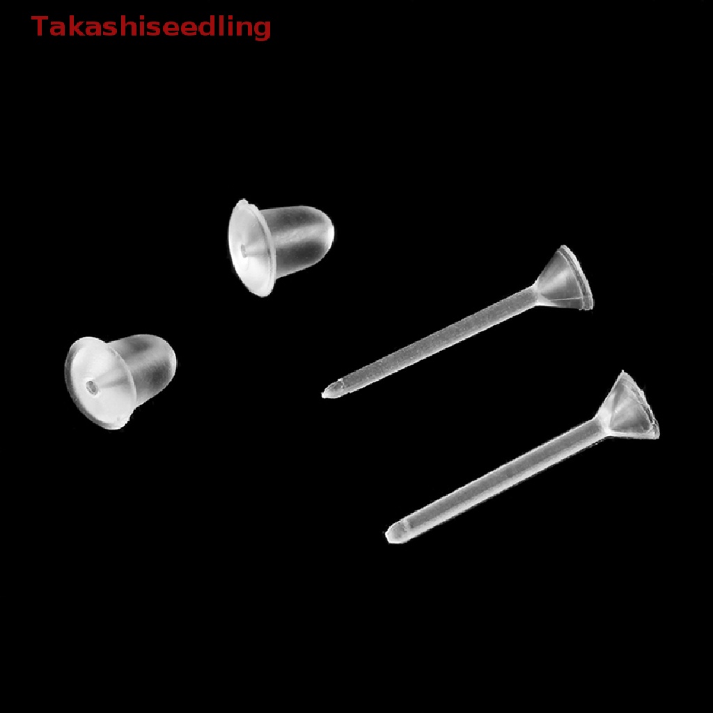 (Takashiseedling) Set 100 Bông Tai Nhựa Trong Suốt Và Sau Tai