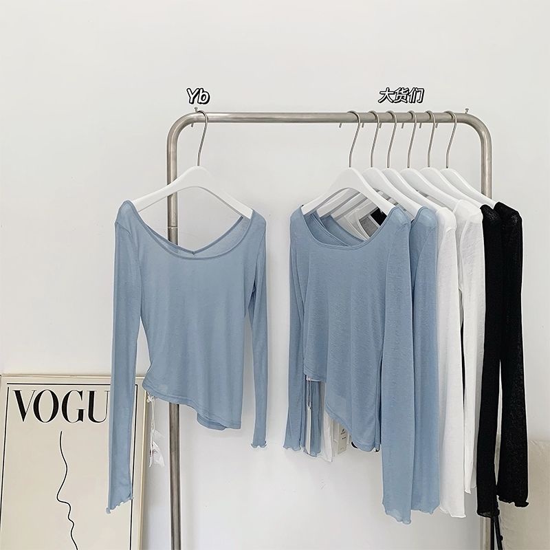 Áo Thun Thể Thao Tay Dài Cổ Chữ v Dáng Rộng Mỏng Nhẹ Chống Nắng Thời Trang Mùa Thu Cho Nữ 303