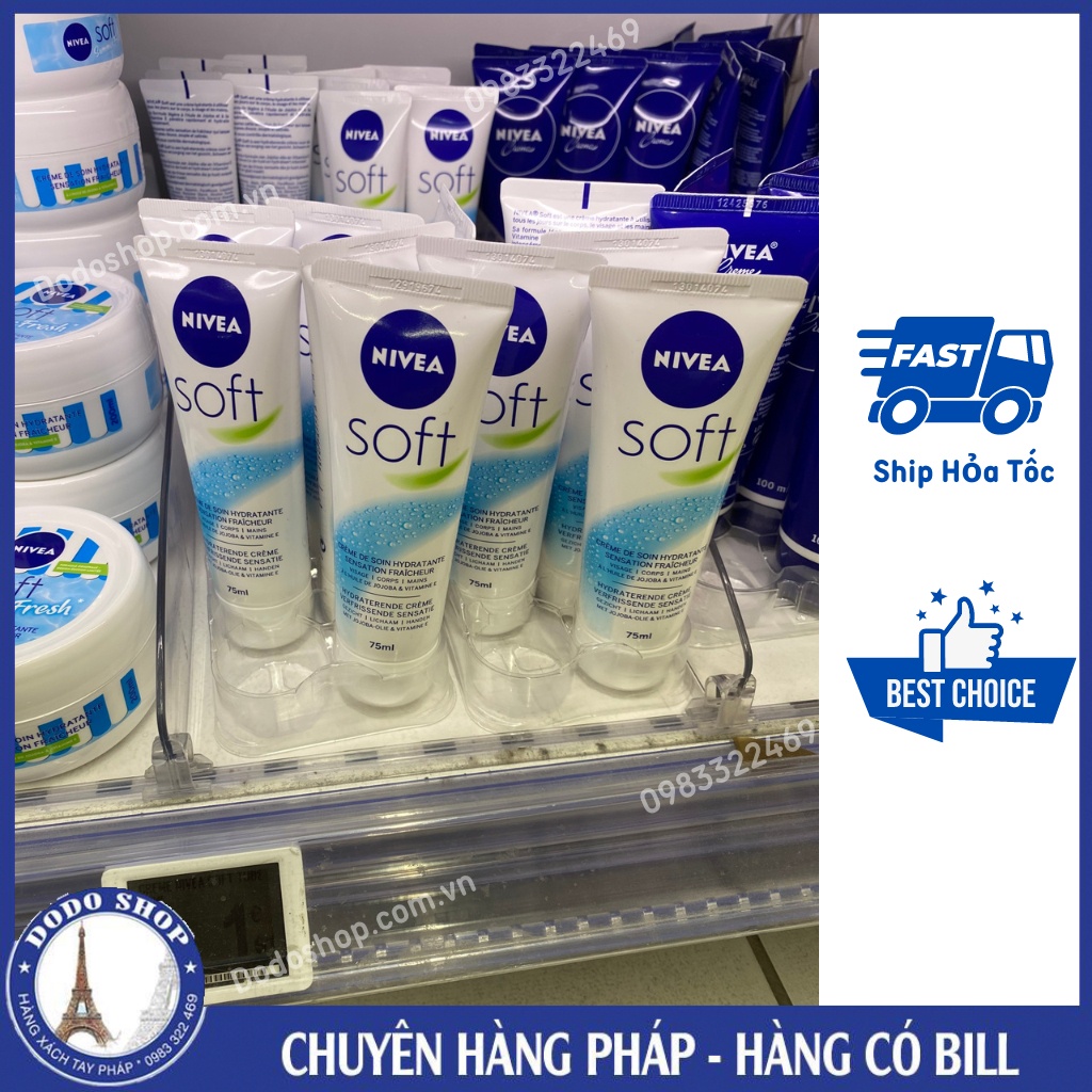 Kem dưỡng ẩm Nivea Soft 200ml cấp ẩm, mềm da, da mịn màng hơn, dùng được cho moi loại da