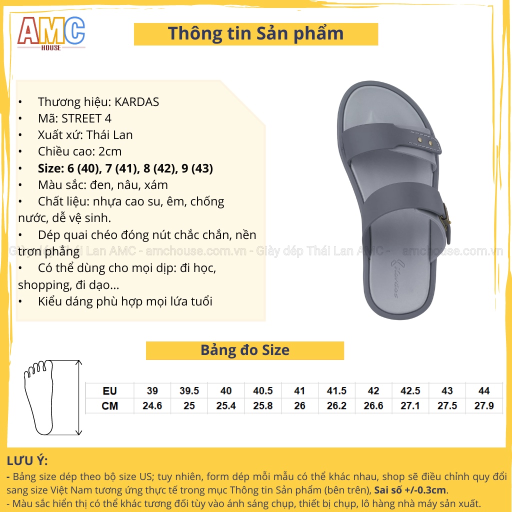 Dép Thái Lan nam cao su 2 quai ngang trẻ trung KARDAS - STREET 4