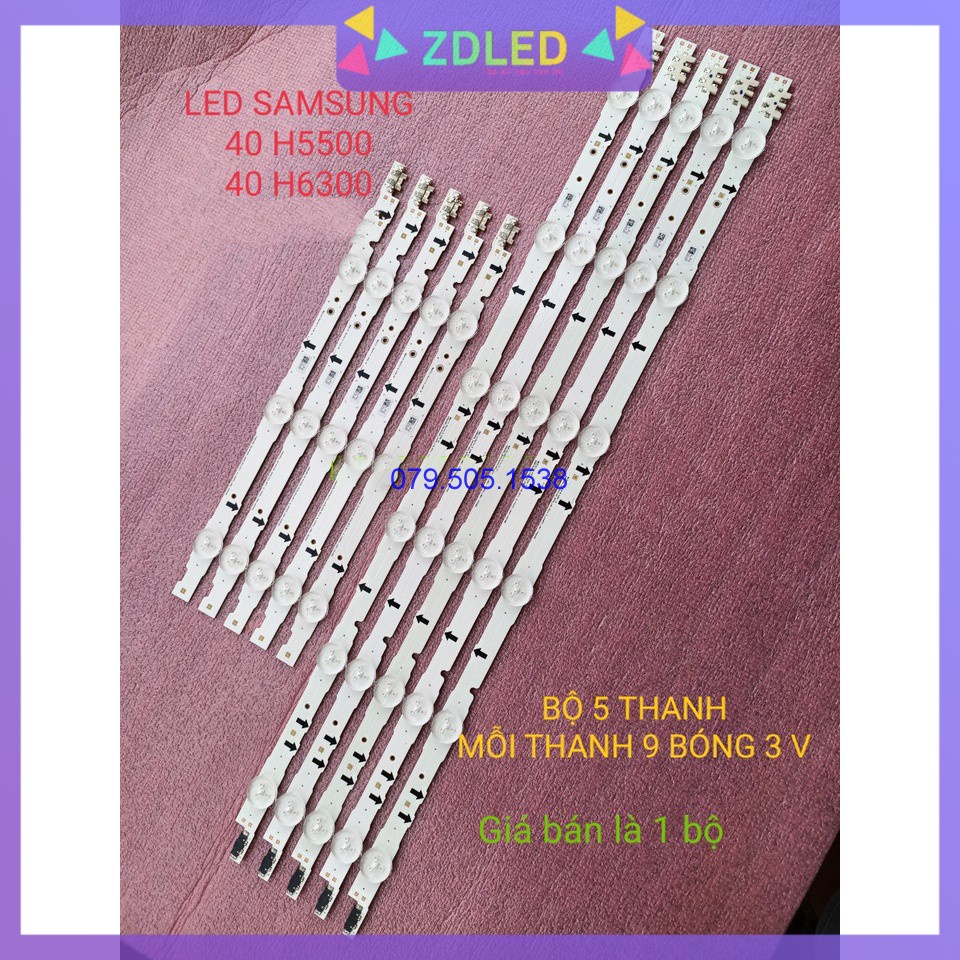 THANH LED TIVI SAMSUNG 40H5500 40H5552 40H6300 MỚI 100% HÀNG ZIN HÃNG, BỘ 5 THANH, MỖI THANH 9 BÓNG 3V