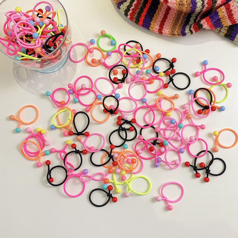 Set 10 Dây Buộc Tóc Bện Bằng Da Màu Kẹo Ngọt Thời Trang Cho Bé Gái