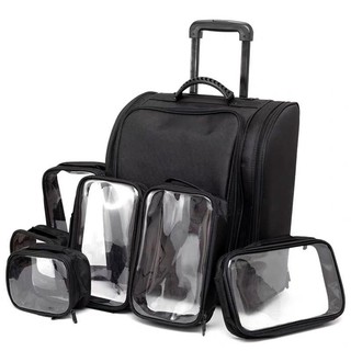Cốp vali vải kéo kèm 6 túi trong đựng đồ makeup homezzdecor