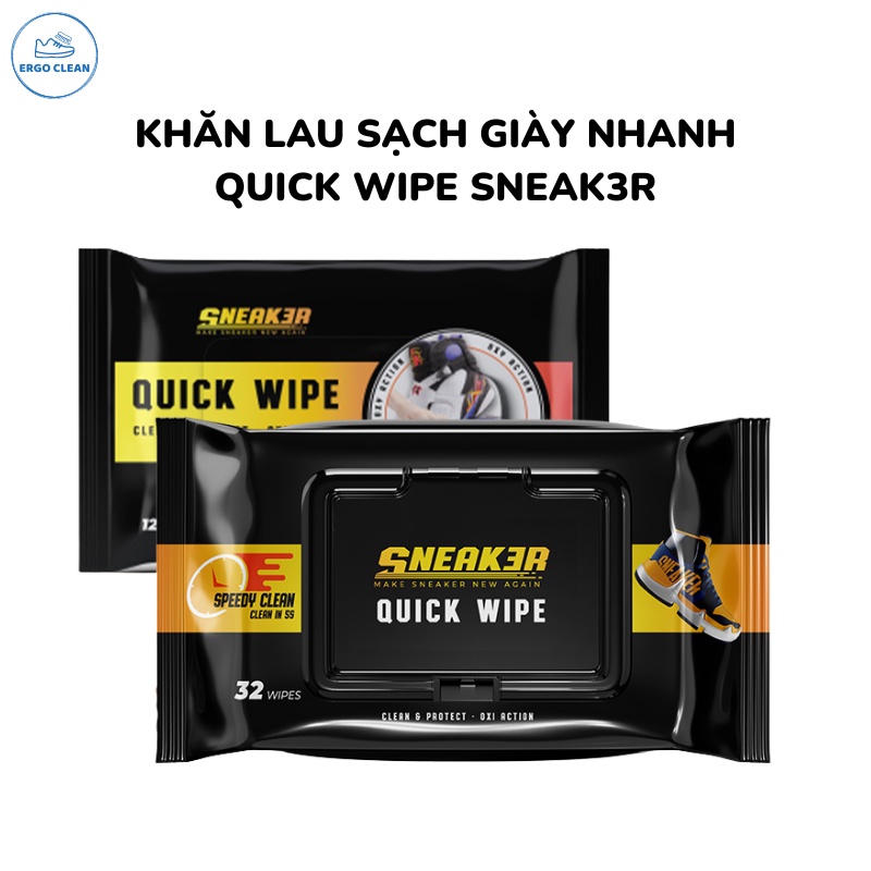 Khăn lau sạch giày nhanh Quick Wipe Sneak3r sản xuất theo công nghệ oxi action vệ sinh giày siêu tốc