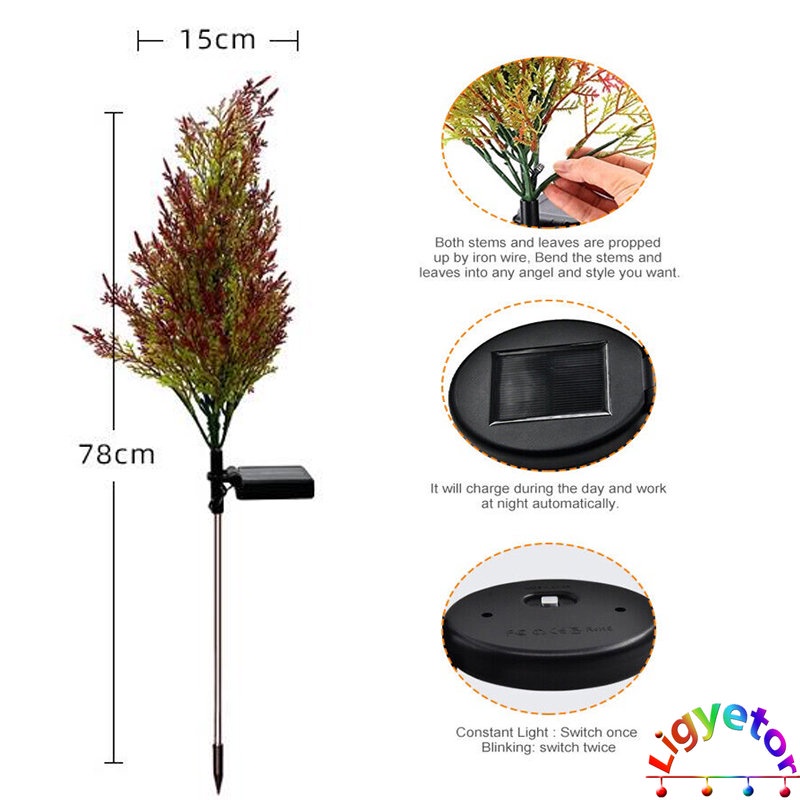 Đèn Led Năng Lượng Mặt Trời Chống Thấm Nước Hình Cây Ligyetor Trang Trí Lối Đi Sân Vườn