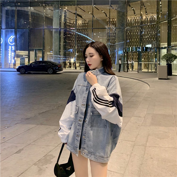 Áo khoác bò,jeans phối tay gió năng động Ulzzang