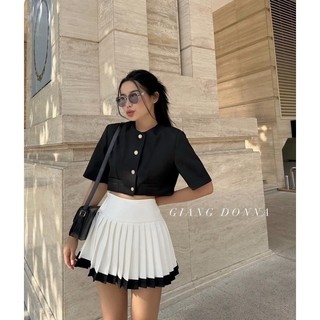 Set áo crotop + cv phối màu xếp ly 2002.closet