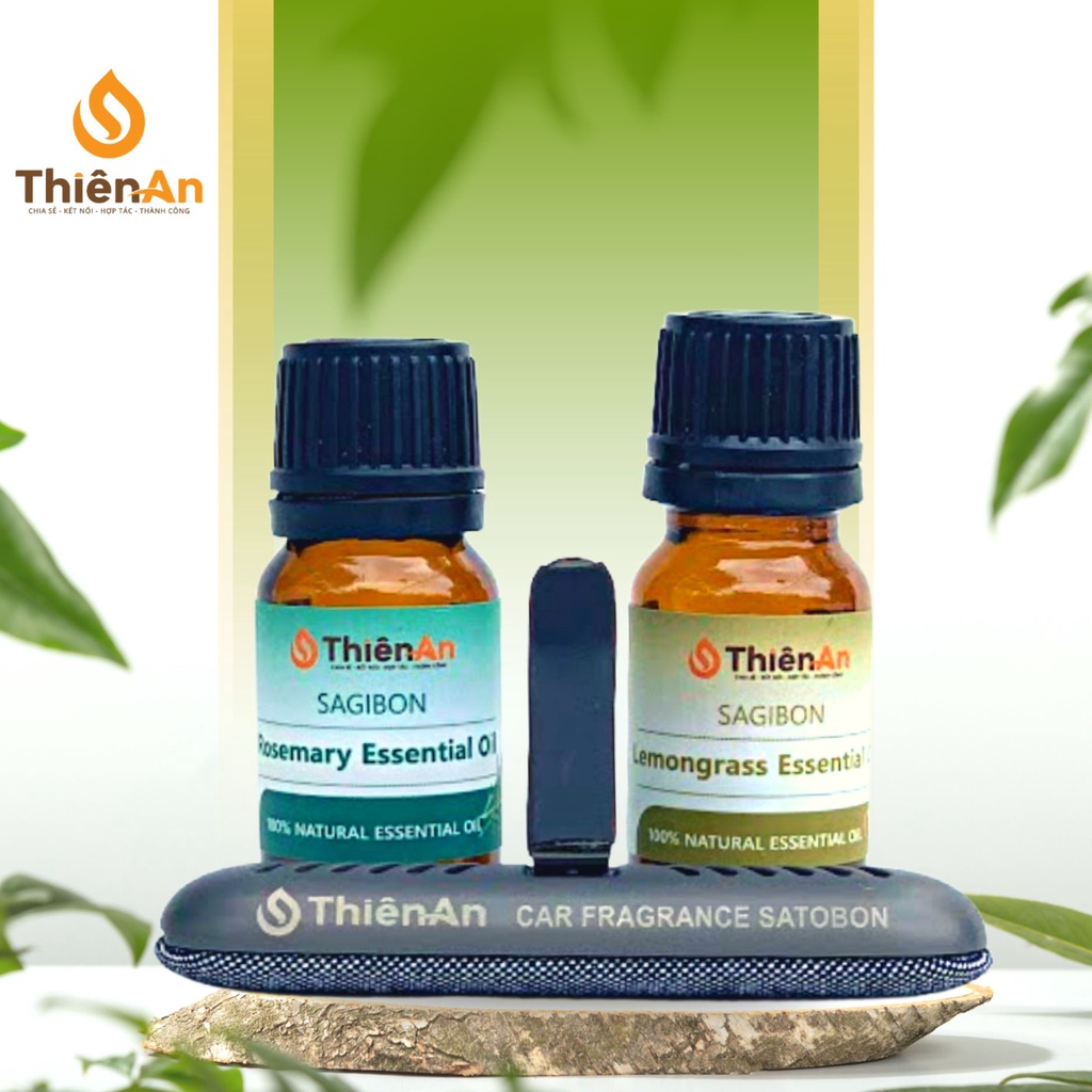 Máy khuếch tán tinh dầu xe hơi Car Fragrance SATOBON kèm tinh dầu Hương Thảo và Sả Chanh