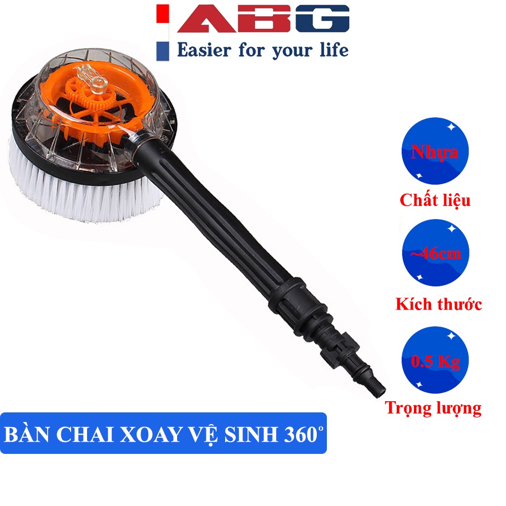 Bàn chải cọ tròn xoay 360 độ ABG, Vệ sinh áp lực cao, thiết kế nhỏ gọn, tinh tế, tiết kiệm thời gian