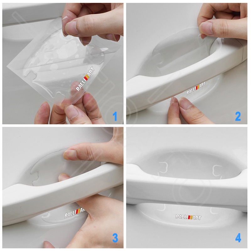 GTIOATO Cho Mitsubishi Ralliart Miếng Dán Tay Nắm Cửa Ô Tô Trong Suốt Miếng Dán Hõm Cửa Ô Tô Chống Xước Trầy Xe Hơi Dán Xe Trang Trí ô Tô