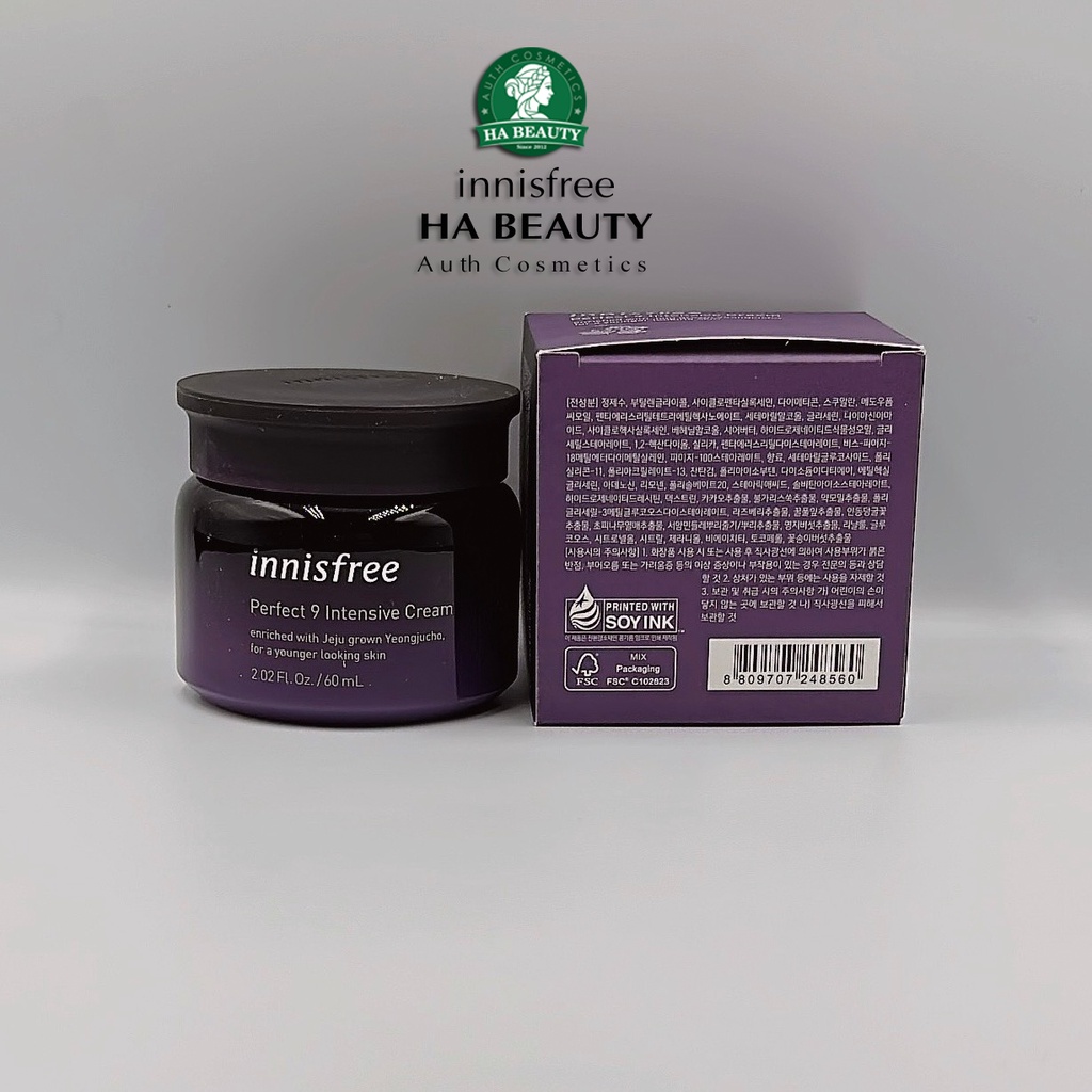 Kem dưỡng chống lão hóa chuyên sâu 9 loại thảo mộc innisfree Perfect 9 Intensive Cream 60 ml
