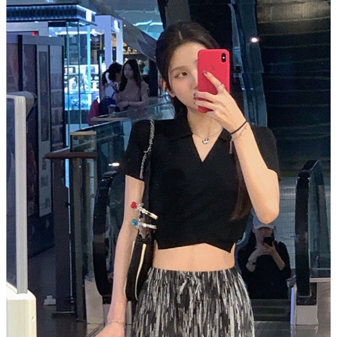 Áo Croptop Tay Ngắn Thời Trang Mùa Hè Quyến Rũ Cho Nữ