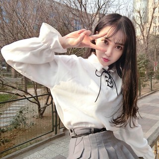 [ORDER] sơ mi ulzzang áo sơ mi nữ trắng áo kiểu dáng Hàn Quốc tay bồng thắt nơ bánh bèo