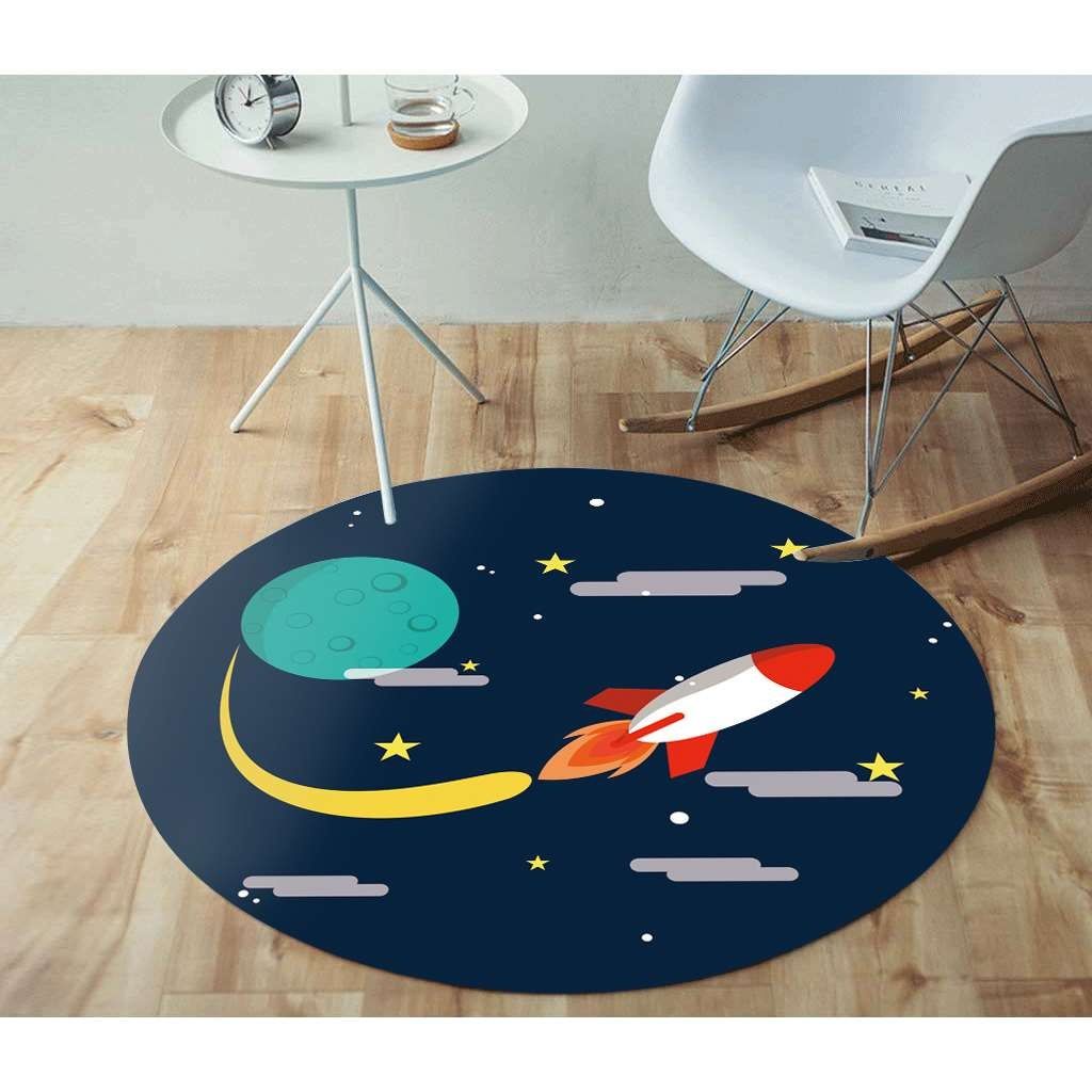 Thảm Tròn Lót Sàn Phòng Khách / Phòng Ngủ Chống Trượt Không Thấm Nước In Hoạt Hình Dễ Thương