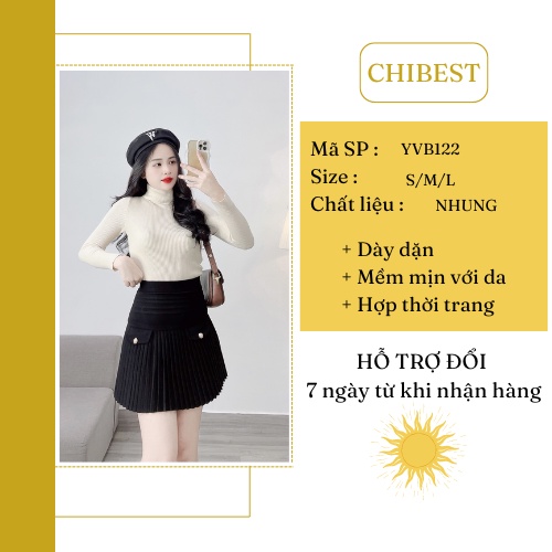 Chân váy dập ly 2 túi nắp phong cách hàn quốc tôn dáng CHIBEST YVB122