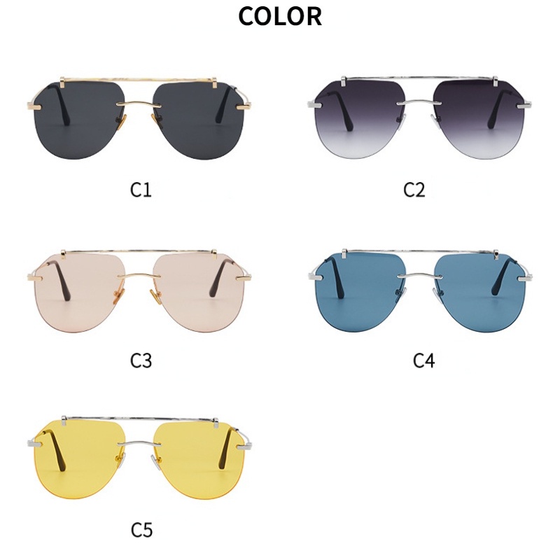 Kính Mát Gọng Kim Loại Không Viền Màu Gradient Thời Trang Phương Tây Cho Nam Nữ