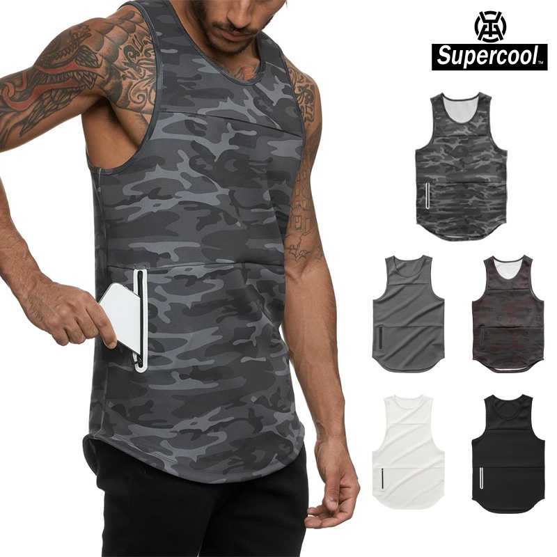 #SupercooL# Áo Thun Ba Lỗ Thể Thao Nam Ngụy Trang Big Size Phong Cách âu Mỹ Có Túi Khóa Kéo Linen Cao Cấp Áo Sát Nách Tập Gym Tank Top Nhanh Khô Vải Thoáng Thấm Hút Mồ Hôi Tốt Co Giãn Streetwear In Thể Dục Bóng Rổ Cầu Lông chạy bộ chuyên