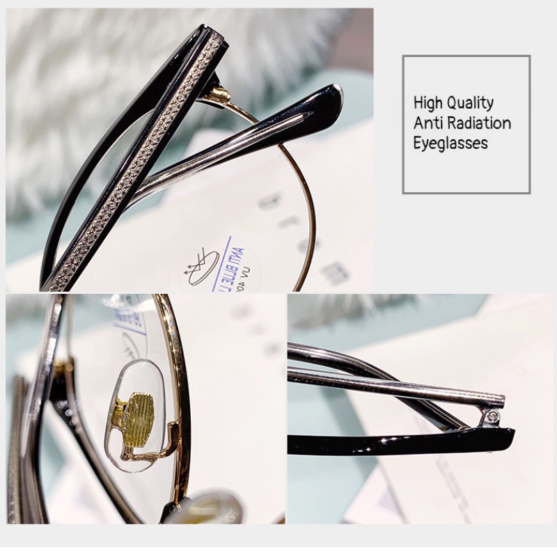 Kính Nửa Gọng Kim Loại Chống Bức Xạ Phong Cách Hàn Quốc