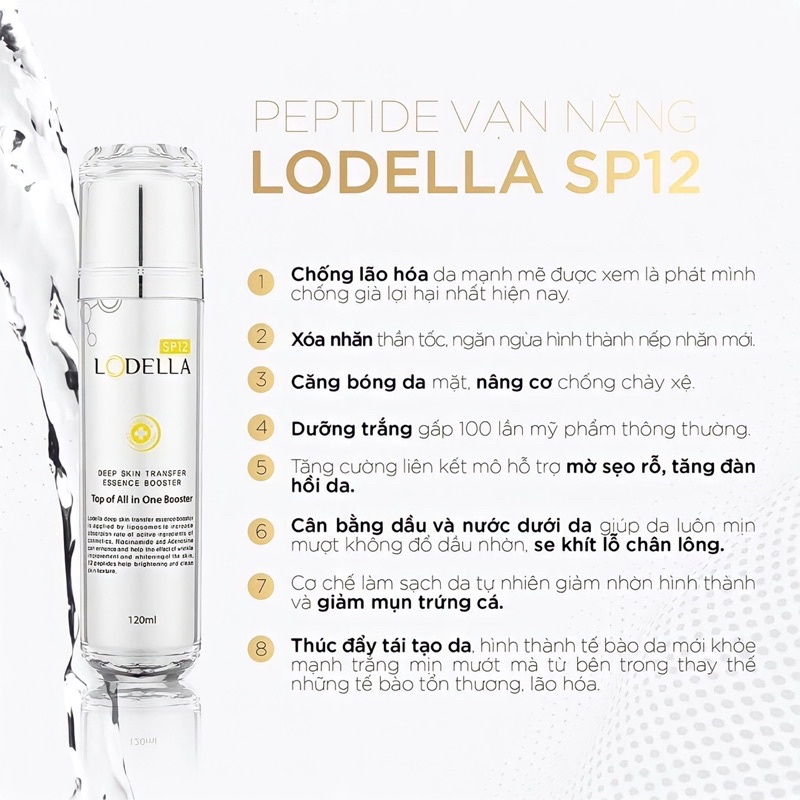 Xịt dưỡng da 6in1 Lodella SP12 Peptide Omni Essence Booster 120ml