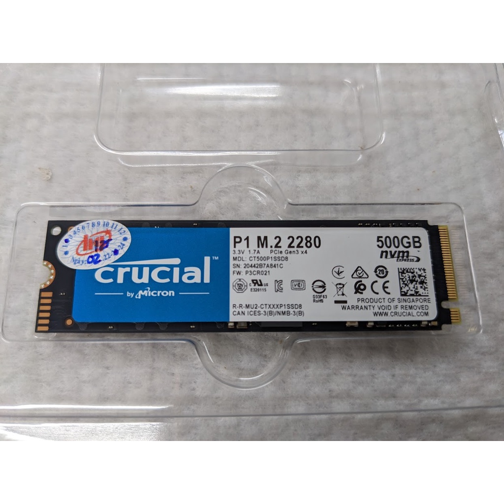 SSD M2 NVMe PCIe 500Gb Crucial P1 [New BH 5 năm]. Model CT500P1SSD8 - Ổ cứng SSD M2 PCI express
