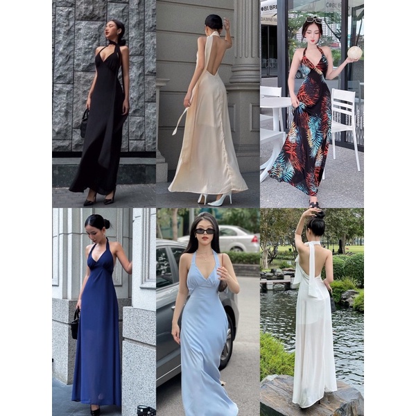(new-hình thật) Đầm maxi xoè dài hở lưng sexy sang trọng Yn