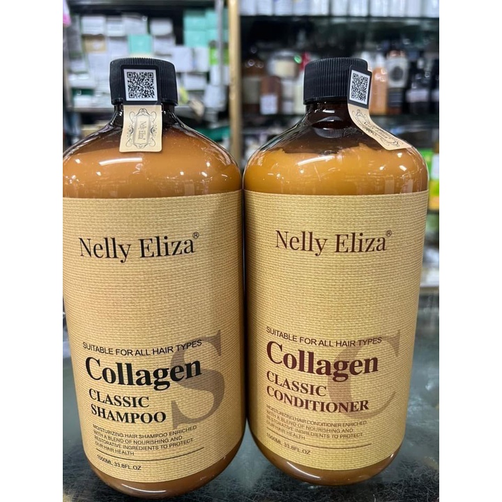 Bộ đôi dầu gội dầu xả Nelly Eliza Collagen Classic 1000ml chính hãng