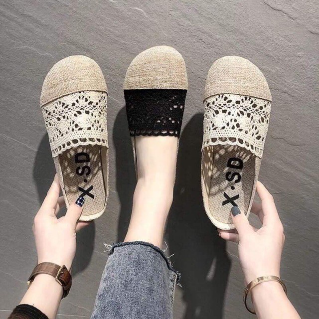 Order - Giày lười vải phối ren ( Ảnh thật ở cuối )
