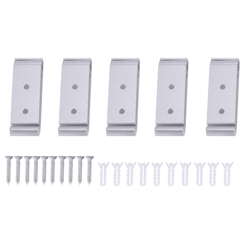 Set 5 Móc Treo Đồ Gắn Tường Bằng Nhôm Vô Hình Gấp Được Sáng Tạo Cho Nhà Bếp / Phòng Tắm (Bạc)