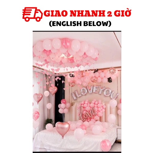 Bộ Bóng Chữ I LOVE YOU Trang Trí Valentine, Lễ Tình Nhân - I LOVE YOU Balloons Kit For Valentines Da