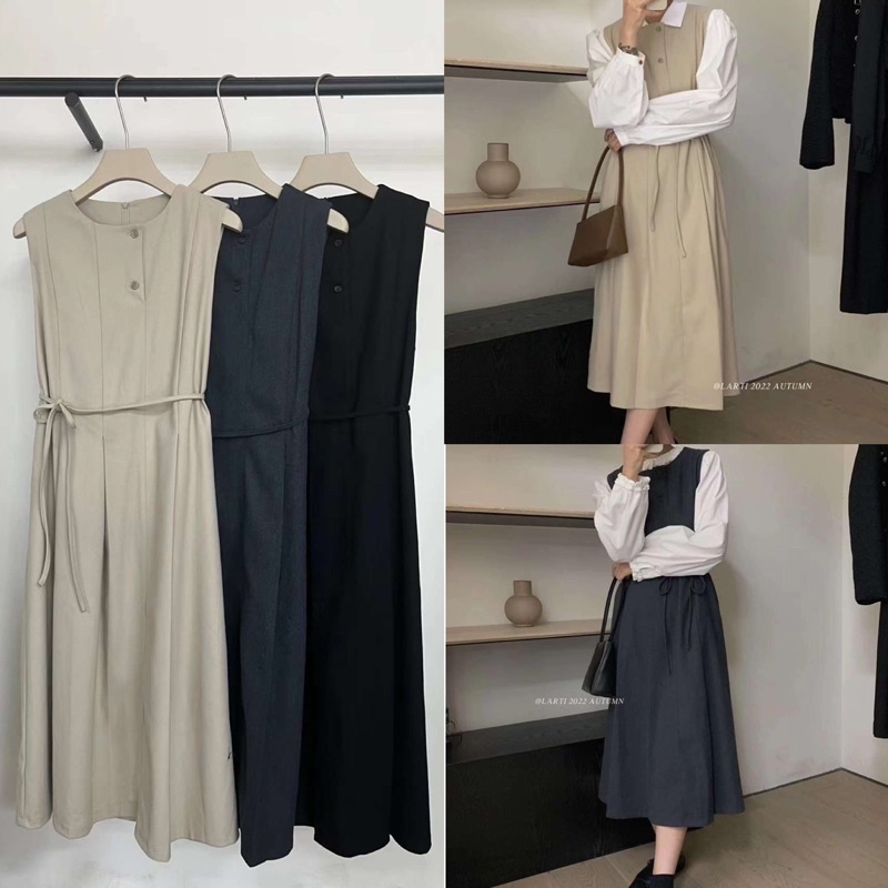 Váy yếm dạ thắt eo Hàn xẻng (ẢNH THẬT SHOP TỰ CHỤP)