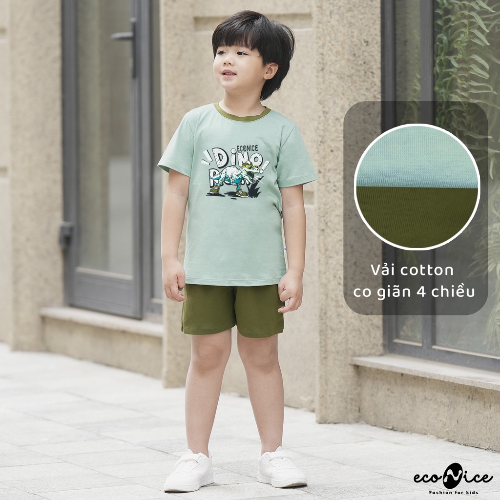 Set đồ bộ quần áo thun cotton cho bé trai mặc mùa hè Econice B082. Size đại trẻ em 4, 5, 6, 7, 8, 9, 10, 12 tuổi