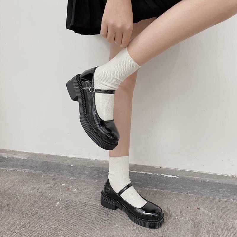 🌷 Giày oxford đế cao quai ngang da bóng dễ phối đồ ulzzang