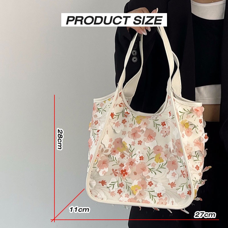 Mischa Túi Xách canvas Đeo Vai Sức Chứa Lớn Họa Tiết Hoa Thời Trang Cao Cấp