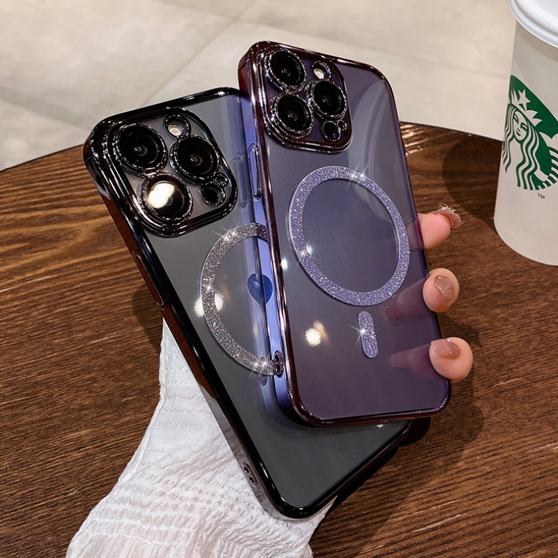 Ốp Điện Thoại Nhựa Cứng Trong Suốt Kim Tuyến Có Tấm Bảo Vệ camera Cho iPhone 12 13 14 Pro Max 14 Plus