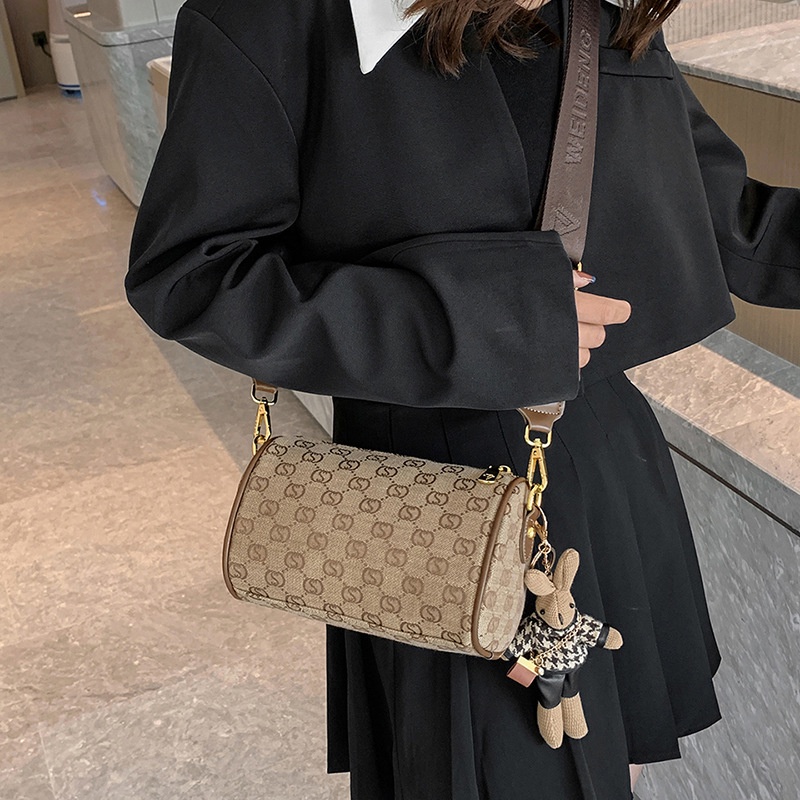 Túi xách nữ ống tròn nữ chất da mix hoạ tiết thời trang đeo vai đeo chéo H71