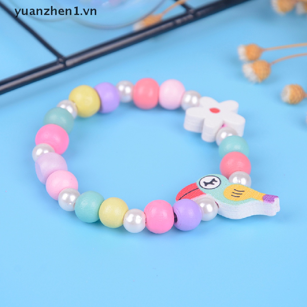 Set 3 Vòng Tay Chuỗi Hạt Đính Hình Hoa Và Chim Dễ Thương Cho Bé