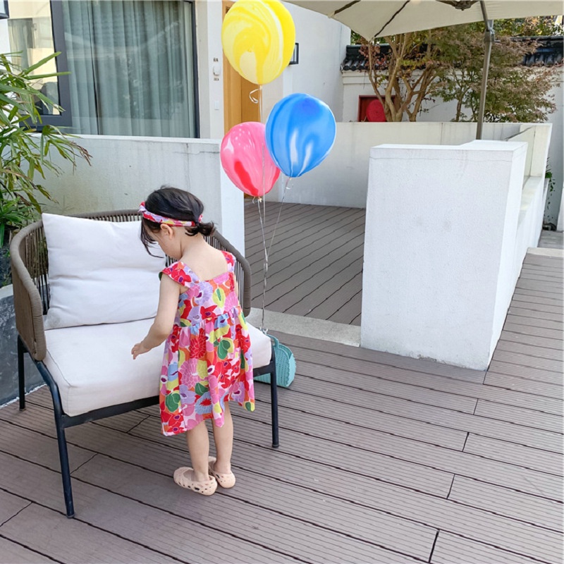 Đầm đi biển IQ ANGEL phong cách Hawaii thời trang mùa hè cho bé gái 3-8 tuổi