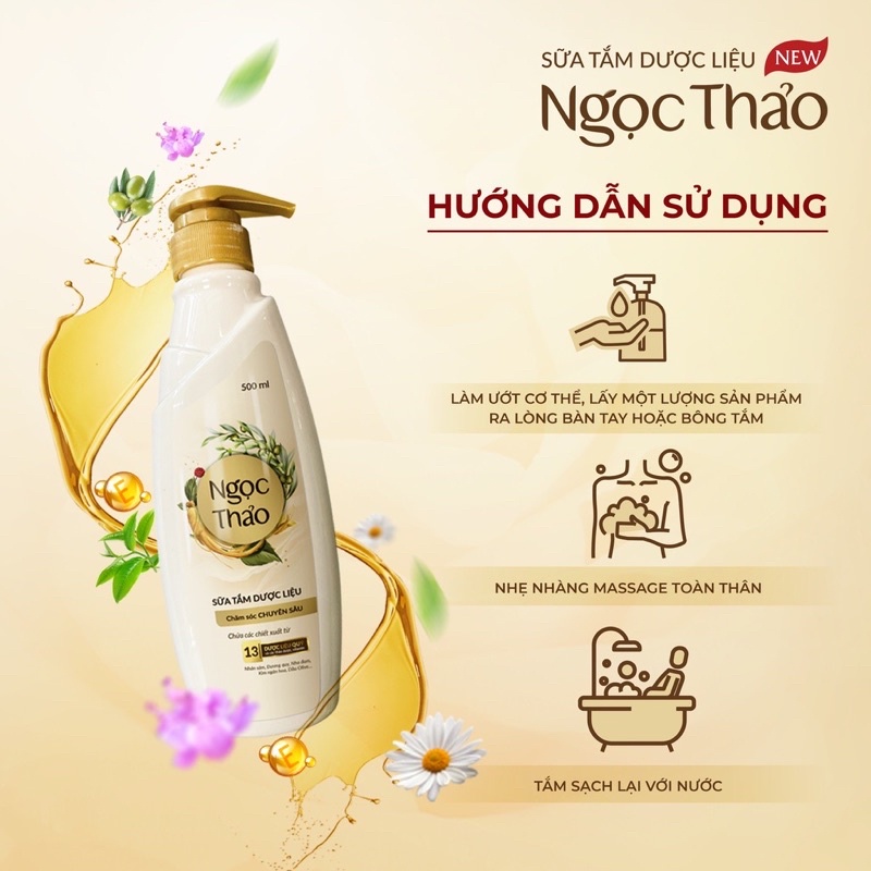 ✅ new✅ sữa tắm dược liệu Ngọc thảo chuyên sâu chai 500ml