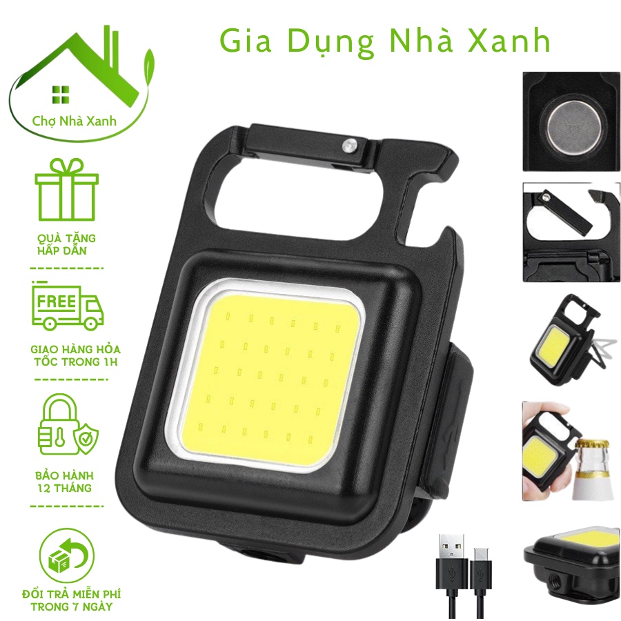 Đèn Pin Mini 5 Chế Độ, Đèn Led Siêu Sáng 5in1 Kiêm Móc Khoá, Mở Nắp Bia, Sạc Pin USB Tiện Dụng
