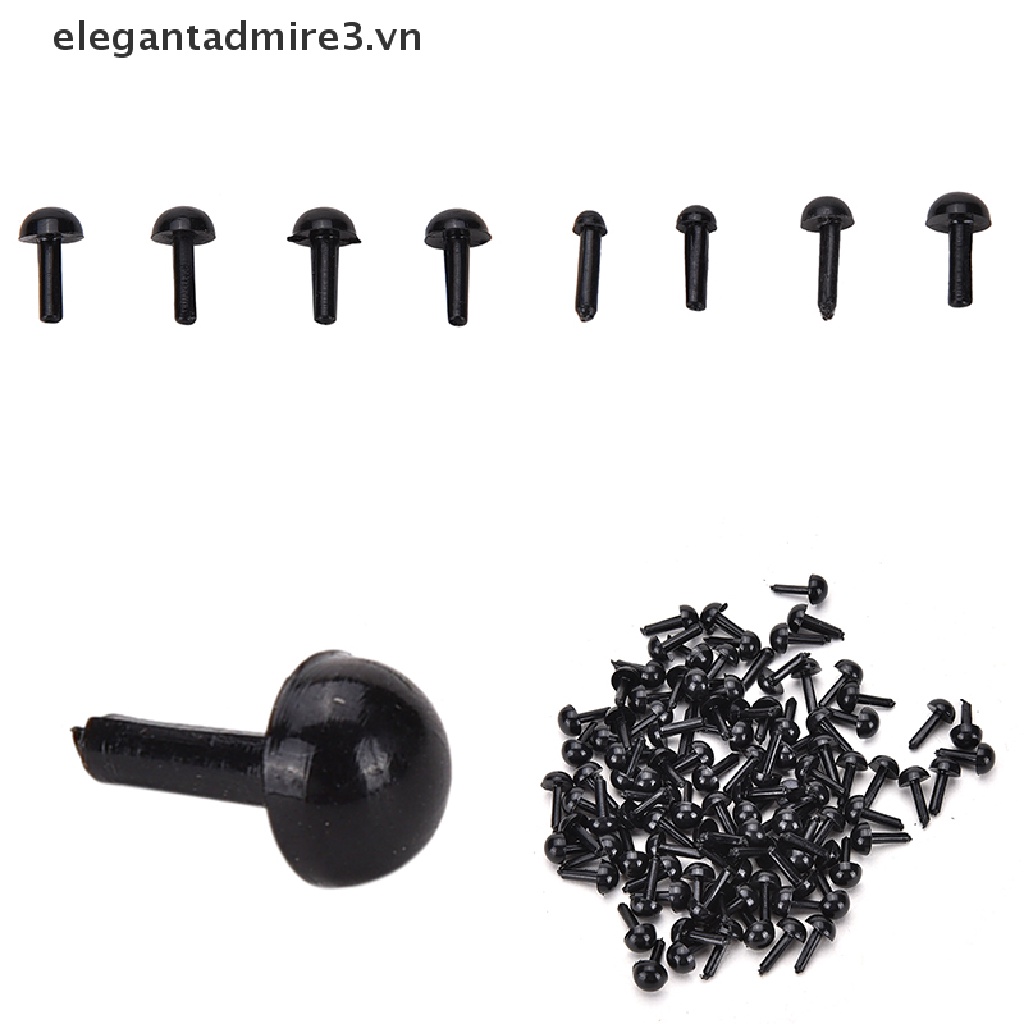 Bộ 100 Mắt Nhựa Màu Đen Kích Thước 4 Kích Cỡ Dùng Cho Búp Bê / Gấu / Búp Bê DIY