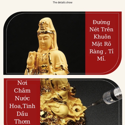 Tượng Trì Liên Quan Âm Bằng Đá Ngọc Cao Cấp Để Taplo Ô Tô , Xe Hơi , Trưng Bày - Tượng Phật Để Taplo Ô Tô Cao Cấp