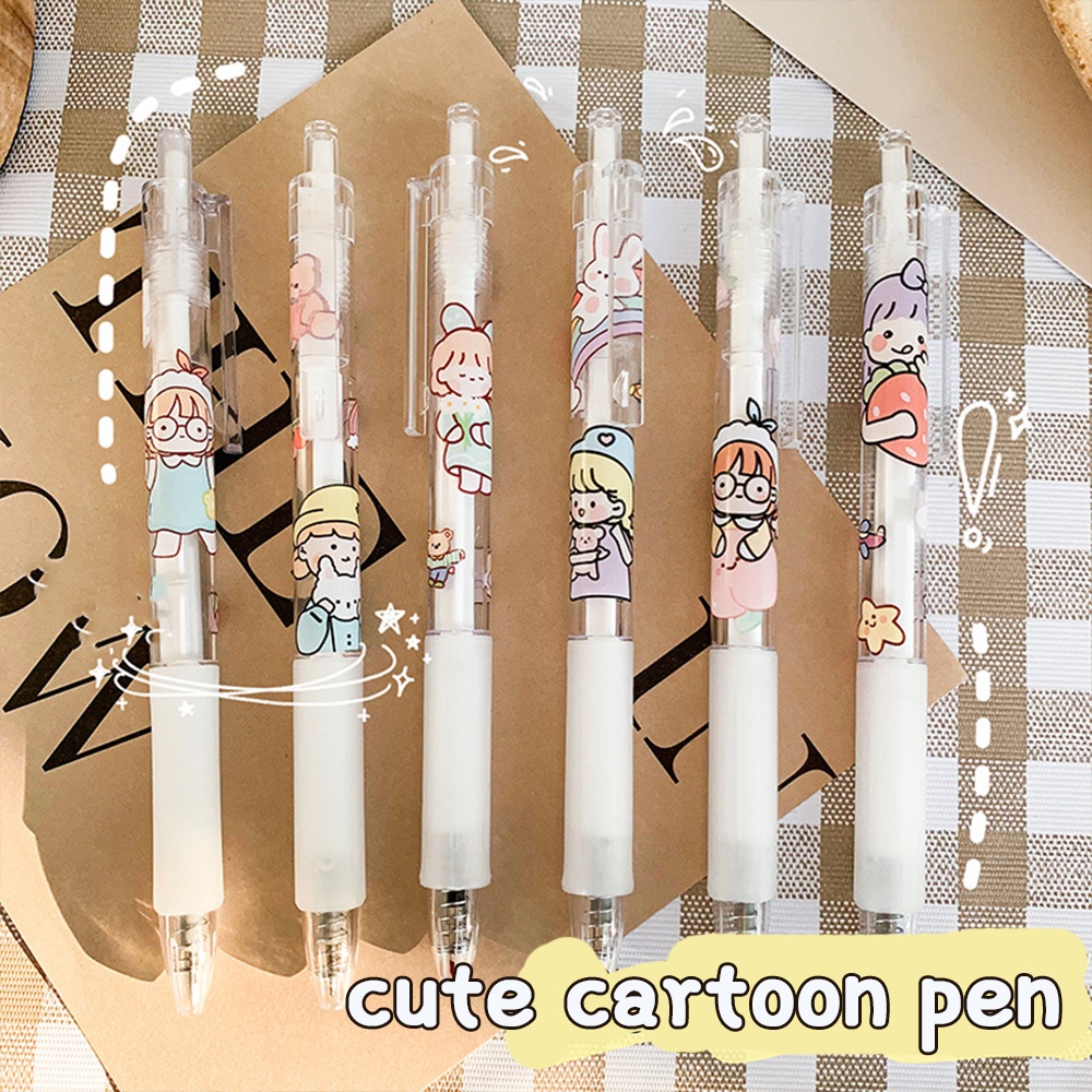 Bút Mực Trong Suốt Ngòi 0.5mm Họa Tiết Hoạt Hình Gấu Ngẫu Nhiên Chống Trượt Thoải Mái Cho Nữ
