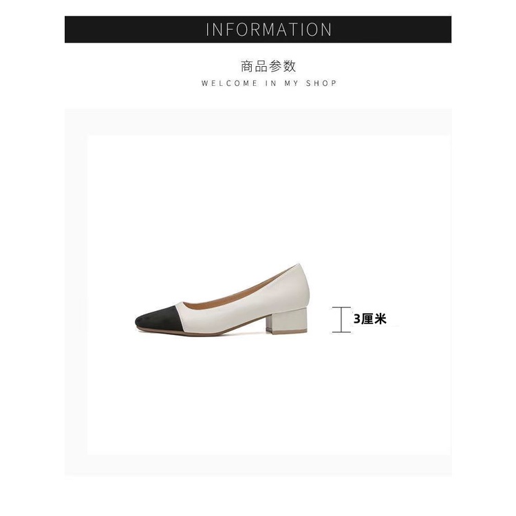 Giày Cao Gót 3cm Mũi Vuông Chất Liệu Da Mềm Thời Trang Xuân Thu Cho Nữ