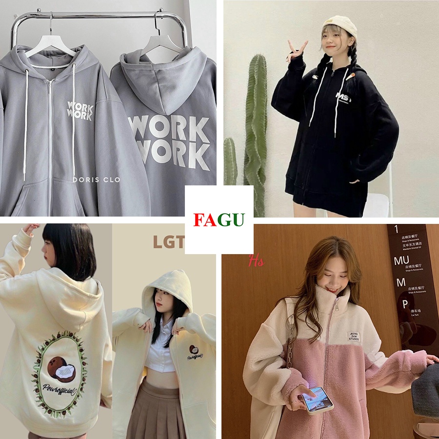 Áo Khoác Nỉ Unisex WORK, MISSOUT, QUẢ DỪA Và STUDIO Vải Nỉ Bông Dày Dặn FAGU - FG46